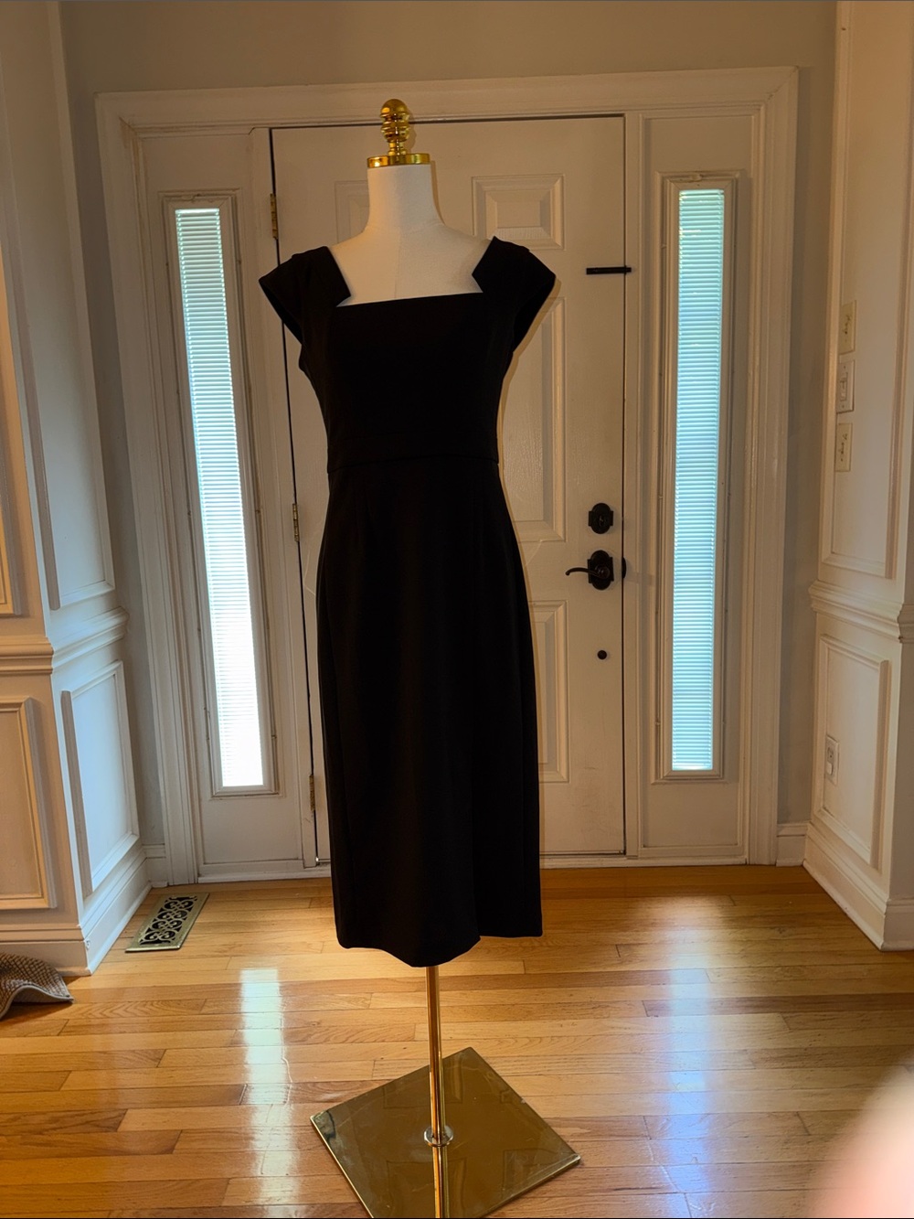 Donna Karan Black Square-Neck Midi Sheath Dress - Picture 2 of 7